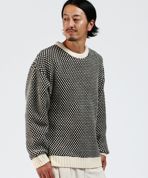 BEAMS HEART(ビームスハート)の「BEAMS HEART / ポップコーン編み クルーネック ニット(ニット/セーター・メンズ・オフホワイト/ネイビー・SMALL/MEDIUM/LARGE)」の11枚目の写真