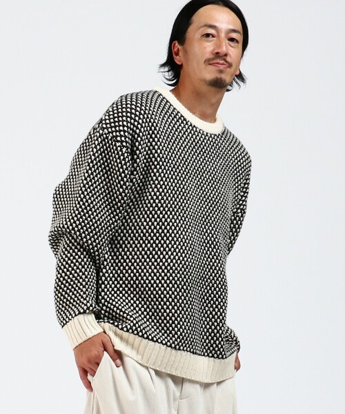 BEAMS HEART(ビームスハート)の「BEAMS HEART / ポップコーン編み クルーネック ニット(ニット/セーター・メンズ・オフホワイト/ネイビー・SMALL/MEDIUM/LARGE)」の12枚目の写真