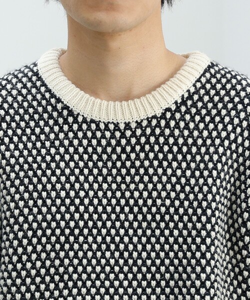 BEAMS HEART(ビームスハート)の「BEAMS HEART / ポップコーン編み クルーネック ニット(ニット/セーター・メンズ・オフホワイト/ネイビー・SMALL/MEDIUM/LARGE)」の19枚目の写真