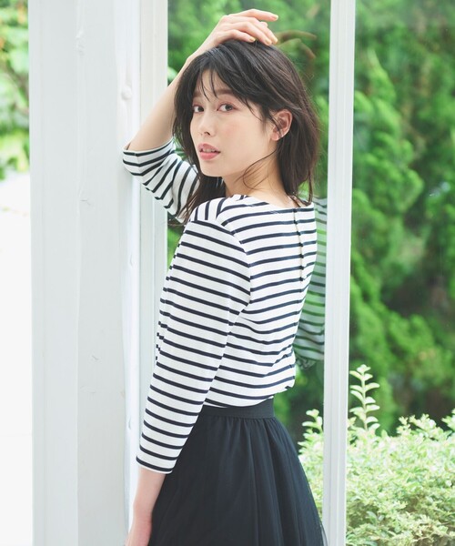 ANY(エニィ)の「【接触冷感/UVケア】バックパール Tシャツ(Tシャツ/カットソー・レディース・アイボリー系9/アイボリー系1/ブラック系・3/2)」の5枚目の写真