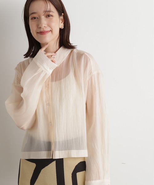 N.（N. Natural Beauty Basic）（エヌエヌナチュラルビューティーベーシック）の「◆シアーショートシャツ（シャツ/ブラウス・レディース・ピンク/ナチュラル/ブラック・MEDIUM）」の2枚目の写真