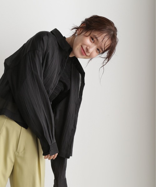 N.（N. Natural Beauty Basic）（エヌエヌナチュラルビューティーベーシック）の「◆シアーショートシャツ（シャツ/ブラウス・レディース・ピンク/ナチュラル/ブラック・MEDIUM）」の4枚目の写真