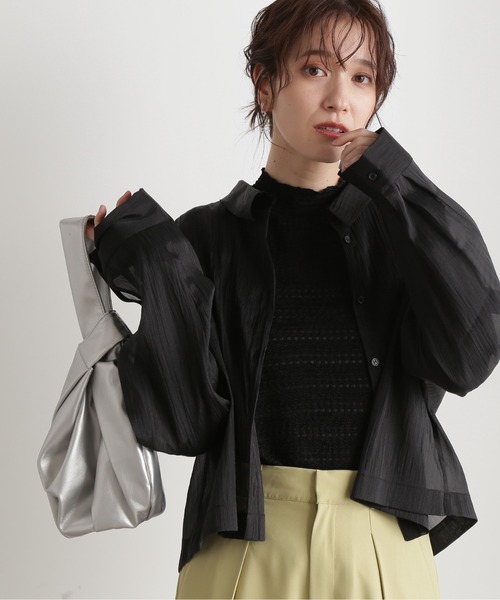 N.（N. Natural Beauty Basic）（エヌエヌナチュラルビューティーベーシック）の「◆シアーショートシャツ（シャツ/ブラウス・レディース・ピンク/ナチュラル/ブラック・MEDIUM）」の5枚目の写真