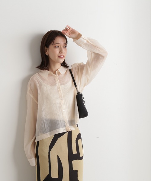 N.（N. Natural Beauty Basic）（エヌエヌナチュラルビューティーベーシック）の「◆シアーショートシャツ（シャツ/ブラウス・レディース・ピンク/ナチュラル/ブラック・MEDIUM）」の11枚目の写真