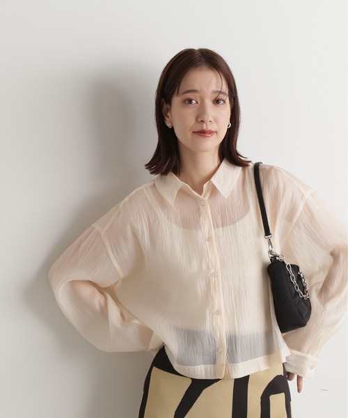 N.（N. Natural Beauty Basic）（エヌエヌナチュラルビューティーベーシック）の「◆シアーショートシャツ（シャツ/ブラウス・レディース・ピンク/ナチュラル/ブラック・MEDIUM）」の12枚目の写真