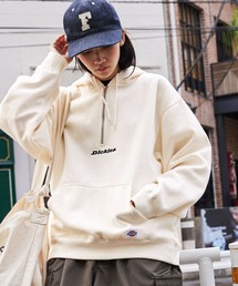 Dickies/ディッキーズ ロゴ刺繍 裏起毛オーバーサイズ ハーフジップ スウェットパーカー / フーディー