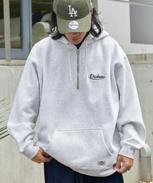 Dickies/ディッキーズ ロゴ刺繍 裏起毛オーバーサイズ ハーフジップ スウェットパーカー / フーディー