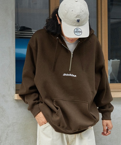 Dickies Gridley ロゴ刺繍パーカー☆関税・送料込み☆ Dickies/ディッキーズ ロゴ刺繍 裏起毛オーバーサイズ ハーフ