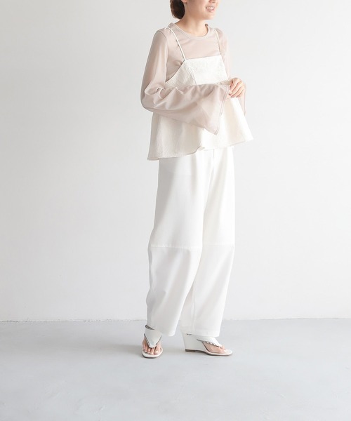 LEPSIM（レプシィム）の「【FOR I SERIES】フレア袖シアープルオーバー　966475（Tシャツ/カットソー・レディース・ライトグリーン/グレイッシュベージュ/グレー・FREE）」の6枚目の写真