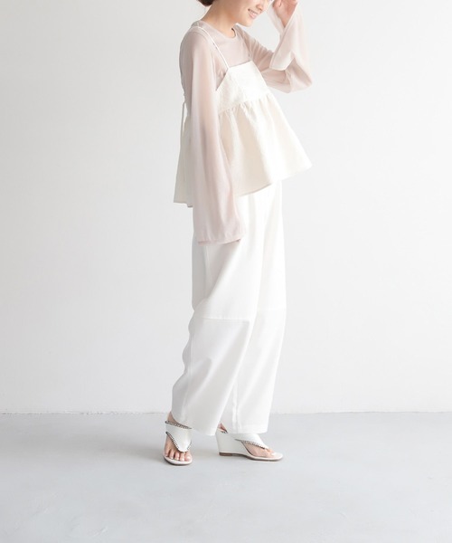 LEPSIM（レプシィム）の「【FOR I SERIES】フレア袖シアープルオーバー　966475（Tシャツ/カットソー・レディース・ライトグリーン/グレイッシュベージュ/グレー・FREE）」の8枚目の写真