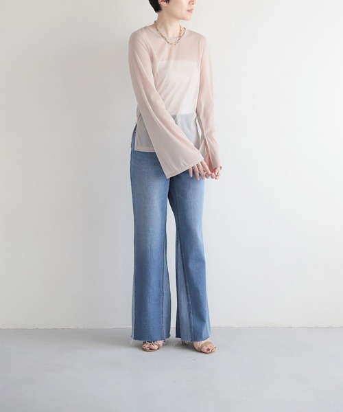 LEPSIM（レプシィム）の「【FOR I SERIES】フレア袖シアープルオーバー　966475（Tシャツ/カットソー・レディース・ライトグリーン/グレイッシュベージュ/グレー・FREE）」の11枚目の写真