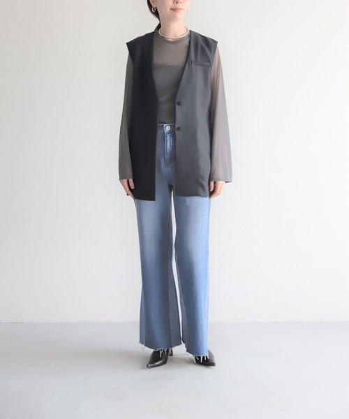 LEPSIM（レプシィム）の「【FOR I SERIES】フレア袖シアープルオーバー　966475（Tシャツ/カットソー・レディース・ライトグリーン/グレイッシュベージュ/グレー・FREE）」の19枚目の写真