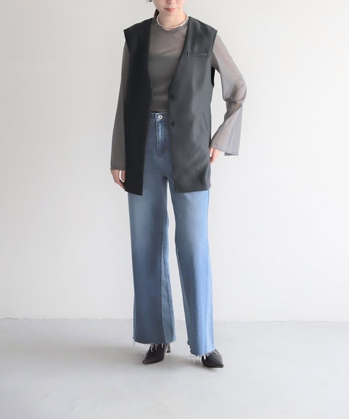 LEPSIM（レプシィム）の「【FOR I SERIES】フレア袖シアープルオーバー　966475（Tシャツ/カットソー・レディース・ライトグリーン/グレイッシュベージュ/グレー・FREE）」の20枚目の写真