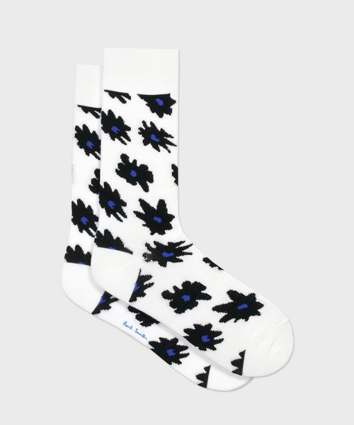 Paul Smith（ポールスミス）の「"Big Flower" ソックス / 230646 CS（ソックス/靴下・メンズ・ホワイト/ダークブラウン/ブルー/マスタード・25-27）」の2枚目の写真