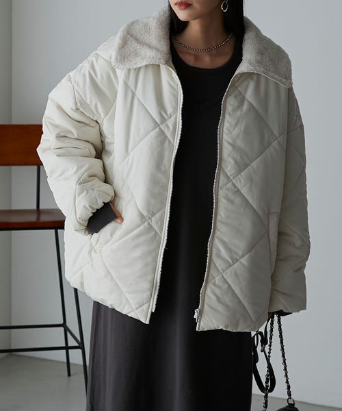 Anss.me】【撥水加工】マットタフタボア切替え2wayカラーダイヤ