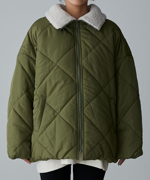 Anss.me】【撥水加工】マットタフタボア切替え2wayカラーダイヤ