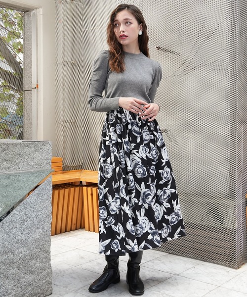 ASTORIA ODIER(アストリアオディール)の「ウエストゴム花柄ロングスカート(スカート・レディース・アイボリー/ブラック・MEDIUM/SMALL)」の17枚目の写真