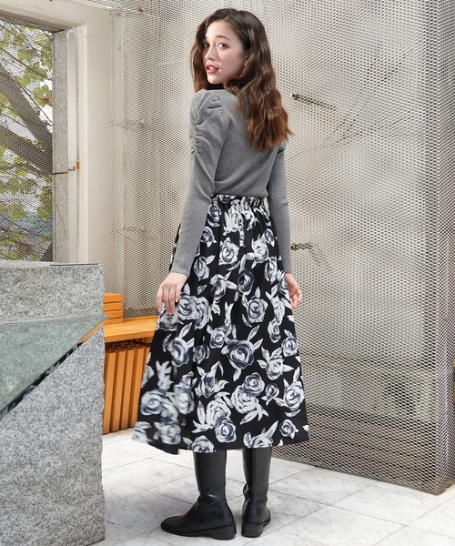 ASTORIA ODIER(アストリアオディール)の「ウエストゴム花柄ロングスカート(スカート・レディース・アイボリー/ブラック・MEDIUM/SMALL)」の16枚目の写真