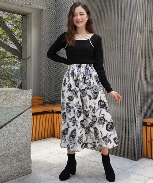 ASTORIA ODIER(アストリアオディール)の「ウエストゴム花柄ロングスカート(スカート・レディース・アイボリー/ブラック・MEDIUM/SMALL)」の22枚目の写真