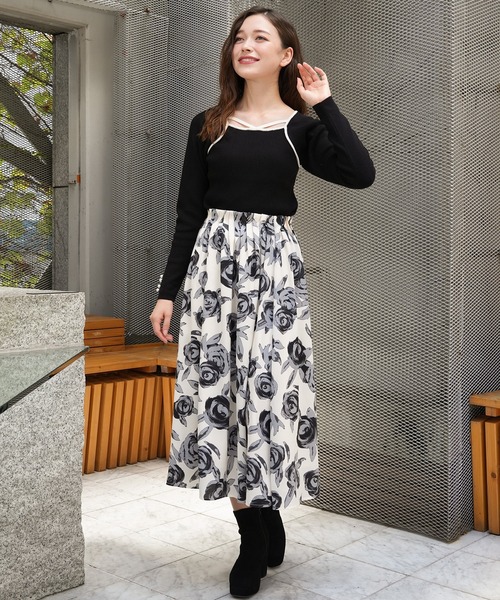 ASTORIA ODIER(アストリアオディール)の「ウエストゴム花柄ロングスカート(スカート・レディース・アイボリー/ブラック・MEDIUM/SMALL)」の20枚目の写真