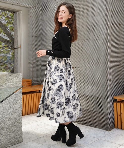 ASTORIA ODIER(アストリアオディール)の「ウエストゴム花柄ロングスカート(スカート・レディース・アイボリー/ブラック・MEDIUM/SMALL)」の21枚目の写真