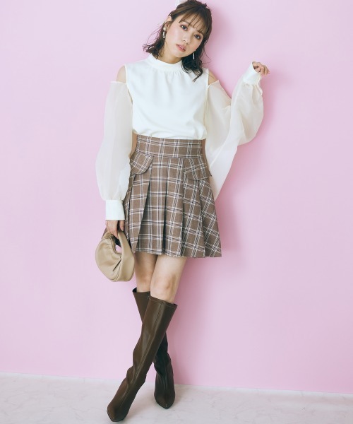 marun(マルン)の「<大きいサイズ> シアーボレロ付きトップス marun(シャツ/ブラウス・レディース・ブラウン/アイボリー・LL/3L/5L/4L/L)」の7枚目の写真