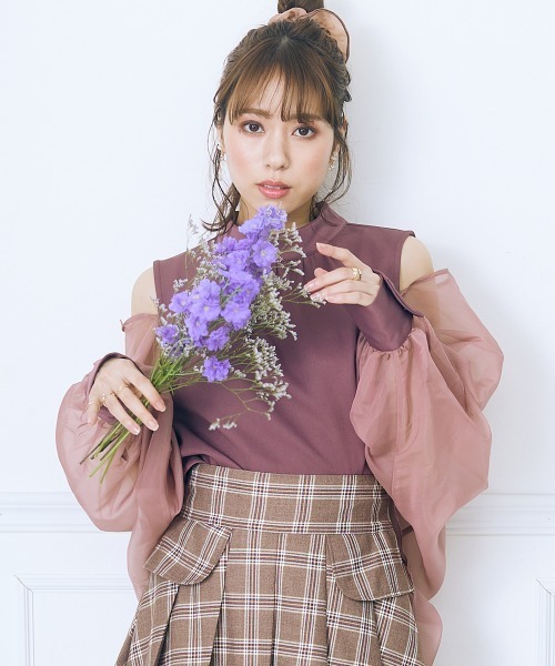 marun(マルン)の「<大きいサイズ> シアーボレロ付きトップス marun(シャツ/ブラウス・レディース・ブラウン/アイボリー・LL/3L/5L/4L/L)」の4枚目の写真