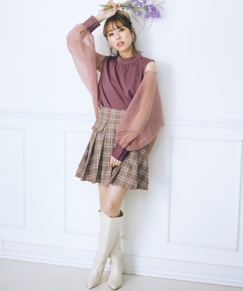 marun(マルン)の「<大きいサイズ> シアーボレロ付きトップス marun(シャツ/ブラウス・レディース・ブラウン/アイボリー・LL/3L/5L/4L/L)」の8枚目の写真