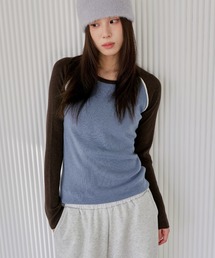 UNE MANSION | 【UNE ORIGINAL】バイカラーラグランシンプルトーンニット(ニット/セーター)