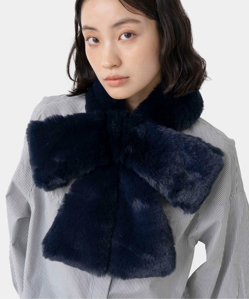 Casselini（キャセリーニ）の「Casselini(キャセリーニ)リボンティペット（マフラー・レディース・モカ/ホワイト/ブラウン/ブルー/ブラック/ベージュ/グレー/レオパード/ダークブラウン/チャコール/ピンク/アニマル/イエロー/レッド/ネイビー/ミント/オフホワイト・FREE）」の12枚目の写真