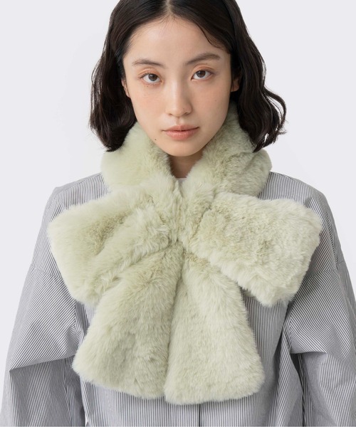 Casselini（キャセリーニ）の「Casselini(キャセリーニ)リボンティペット（マフラー・レディース・モカ/ホワイト/ブラウン/ブルー/ブラック/ベージュ/グレー/レオパード/ダークブラウン/チャコール/ピンク/アニマル/イエロー/レッド/ネイビー/ミント/オフホワイト・FREE）」の11枚目の写真