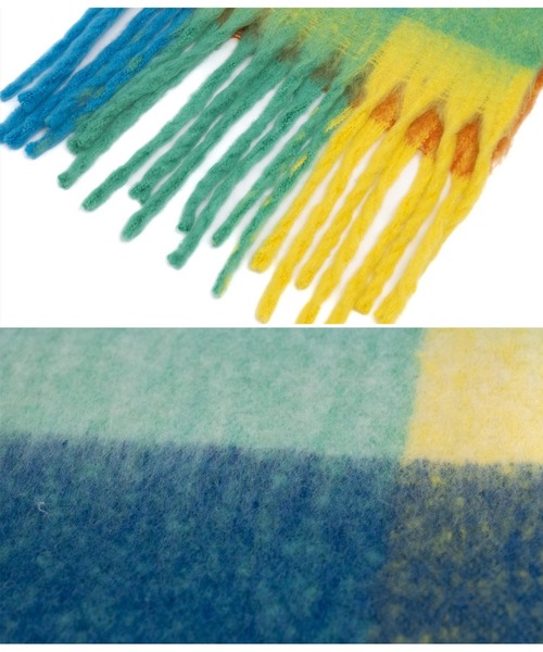 anap mimpi(アナップミンピ)の「起毛フェイクウール大判チェックマフラー(マフラー・レディース・グリーン/ブルー・FREE)」の11枚目の写真