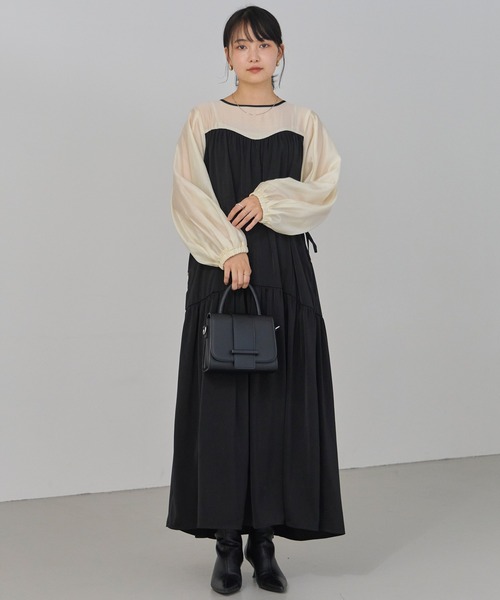 LAVEANGE（ラビアンジェ）の「配色ティアードワンピース
