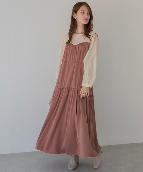 LAVEANGE（ラビアンジェ）の「配色ティアードワンピース（ワンピース
