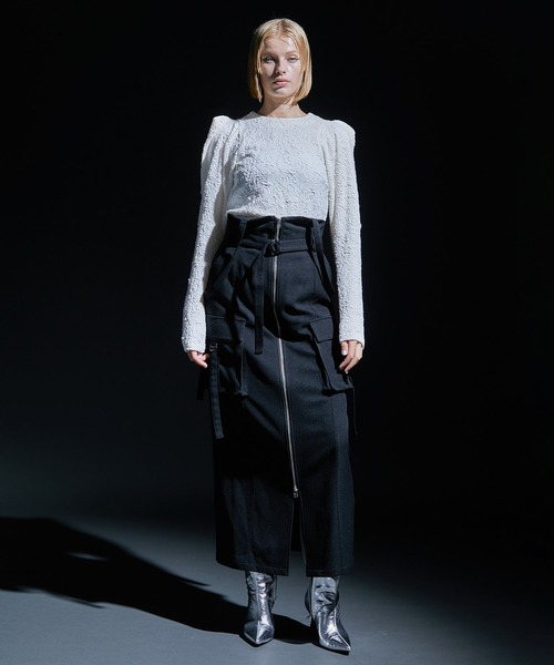 STUDIOUS（ステュディオス）の「【STUDIOUS/ステュディオス】サスペンダージップスカート（スカート・レディース・ブラック/カーキ・1/2）」の3枚目の写真