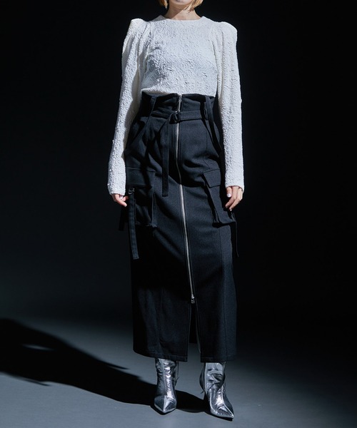 STUDIOUS（ステュディオス）の「【STUDIOUS/ステュディオス】サスペンダージップスカート（スカート・レディース・ブラック/カーキ・1/2）」の9枚目の写真