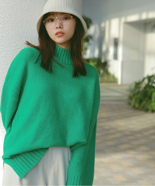 N.(N. Natural Beauty Basic)(エヌエヌナチュラルビューティーベーシック)の「◆ボトルネックリラックスニット(ニット/セーター・レディース・ホワイト×ブラック/グレー/ライトピンク/オフホワイト/グリーン・MEDIUM)」の7枚目の写真