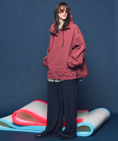 UNISEX》Washed Nylon Prime-Over Anorak Hoodie/ワッシャーナイロン