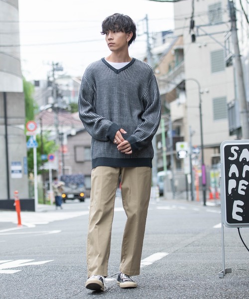SILVER BULLET(シルバーバレット)の「『CavariA/キャバリア』二重臼畦編みVネック 長袖ニット(ニット/セーター・メンズ・グレー/ワインレッド/ブラック/ネイビー/ベージュ/ホワイト・M/L)」の18枚目の写真