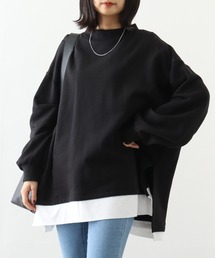 atONE 裏起毛レイヤード風ハイネックトレーナー