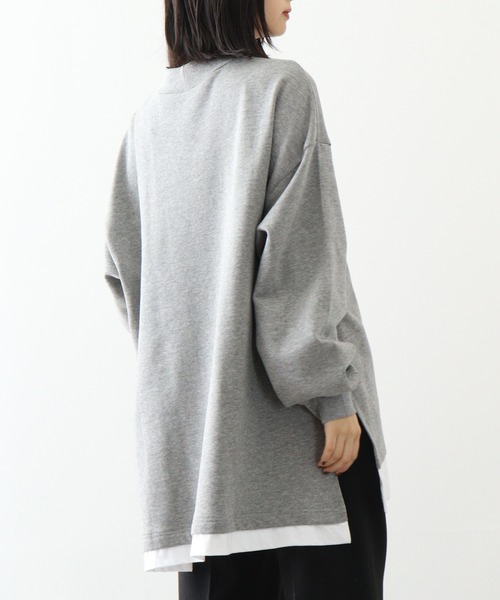 atONE(アットワン)の「atONE 裏起毛レイヤード風ハイネックトレーナー(スウェット・レディース・ダークグリーン/ブラック/オートミール/杢グレー・LL~3L/4L~5L/M~L)」の14枚目の写真