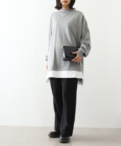 atONE(アットワン)の「atONE 裏起毛レイヤード風ハイネックトレーナー(スウェット・レディース・ダークグリーン/ブラック/オートミール/杢グレー・LL~3L/4L~5L/M~L)」の15枚目の写真