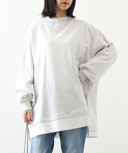 atONE(アットワン)の「atONE 裏起毛レイヤード風ハイネックトレーナー(スウェット・レディース・ダークグリーン/ブラック/オートミール/杢グレー・LL~3L/4L~5L/M~L)」の16枚目の写真
