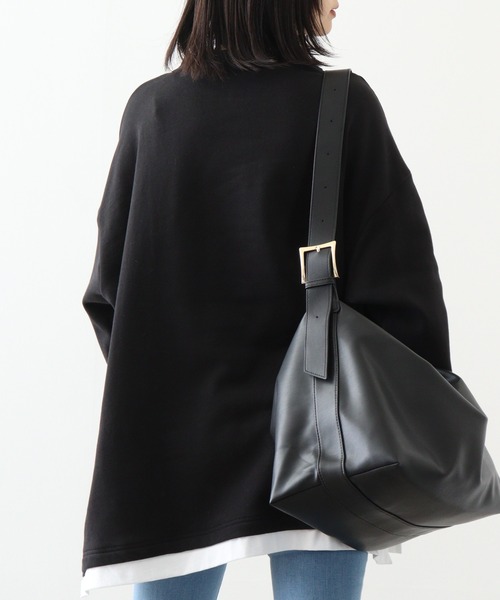 atONE(アットワン)の「atONE 裏起毛レイヤード風ハイネックトレーナー(スウェット・レディース・ダークグリーン/ブラック/オートミール/杢グレー・LL~3L/4L~5L/M~L)」の9枚目の写真