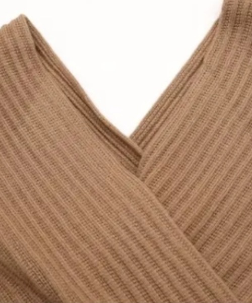 セール】ニットワンピース 伸びる素材ゆったりニックワンピース