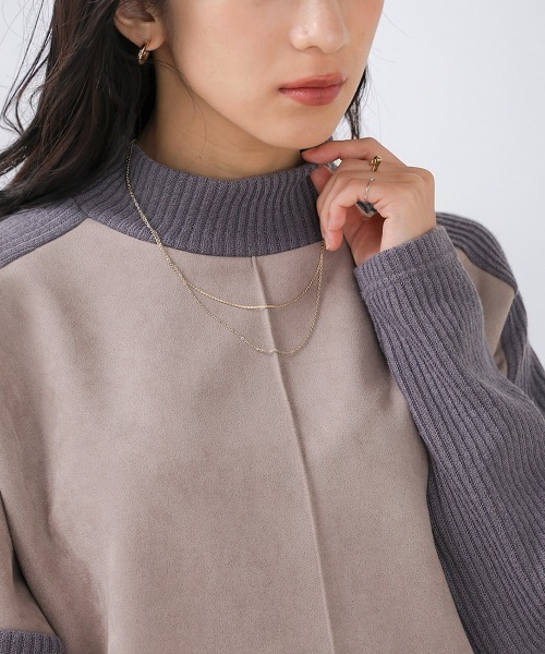 Bou Jeloud(ブージュルード)の「スエードリブドルマンプルオーバー(Tシャツ/カットソー・レディース・グレイッシュベージュ/ネイビー/モカ・FREE)」の6枚目の写真