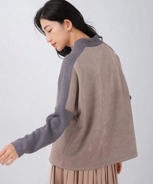 Bou Jeloud(ブージュルード)の「スエードリブドルマンプルオーバー(Tシャツ/カットソー・レディース・グレイッシュベージュ/ネイビー/モカ・FREE)」の7枚目の写真