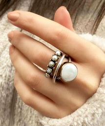 florist | 【メンズ・レディース兼用】アンティーク調パールorビジューデザインオープンリング(リング)