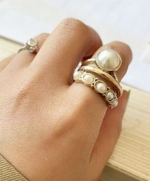 florist（フローリスト）の「【メンズ・レディース兼用】アンティーク調パールorビジューデザインオープンリング（リング）」