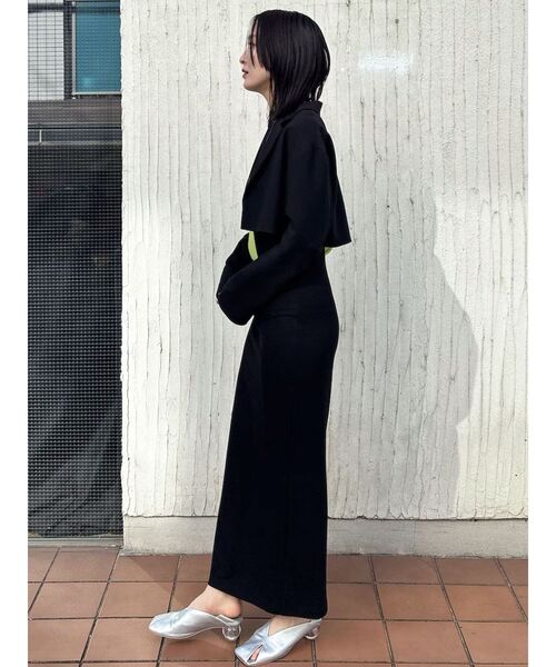 LAGUNAMOON（ラグナムーン）の「ショートテーラージャケット（テーラードジャケット・レディース・ブラック/ライトグリーン・SMALL/MEDIUM）」の5枚目の写真